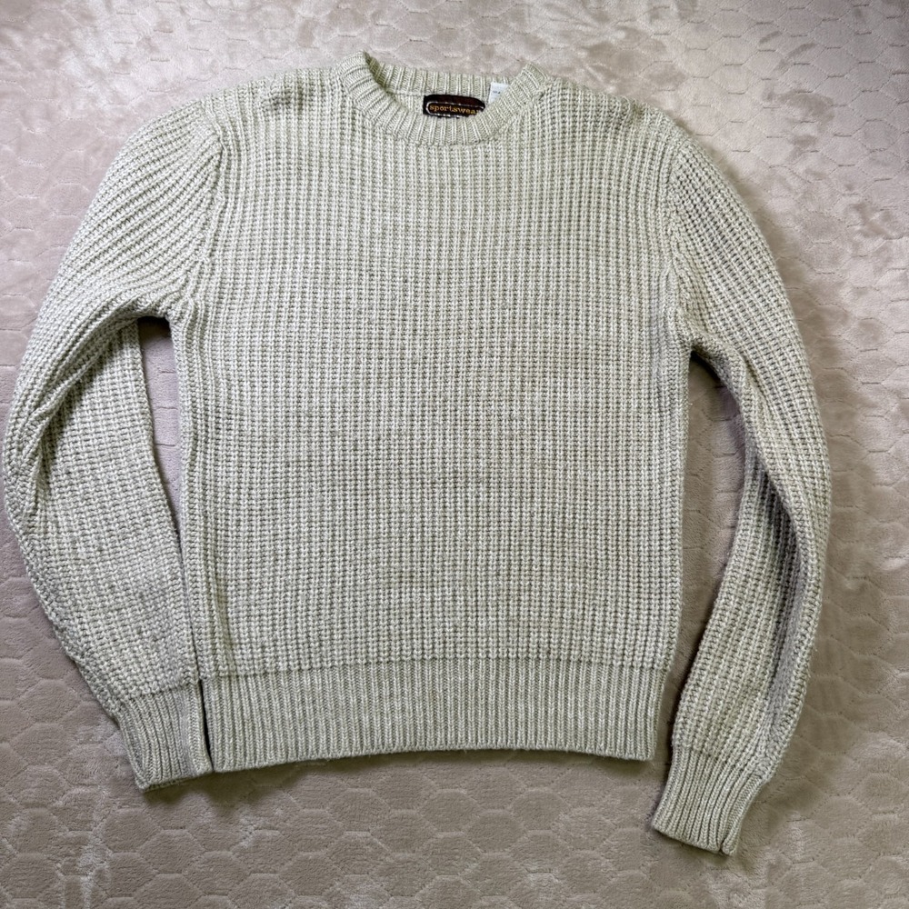 VTG 60s 70s Sears Sportswear Cable Knit Style Ivory Sweater Sz Lg See Pics